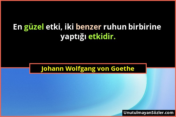 Johann Wolfgang von Goethe - En güzel etki, iki benzer ruhun birbirine yaptığı etkidir....