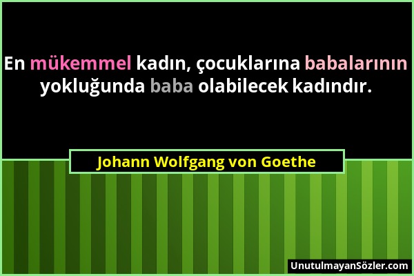 Johann Wolfgang von Goethe - En mükemmel kadın, çocuklarına babalarının yokluğunda baba olabilecek kadındır....