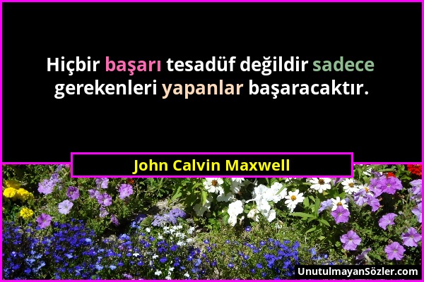 John Calvin Maxwell - Hiçbir başarı tesadüf değildir sadece gerekenleri yapanlar başaracaktır....
