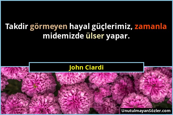 John Ciardi - Takdir görmeyen hayal güçlerimiz, zamanla midemizde ülser yapar....