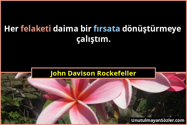 John Davison Rockefeller - Her felaketi daima bir fırsata dönüştürmeye çalıştım....
