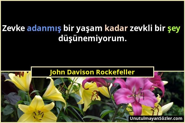 John Davison Rockefeller - Zevke adanmış bir yaşam kadar zevkli bir şey düşünemiyorum....