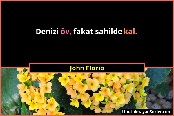 John Florio - Denizi öv, fakat sahilde kal....