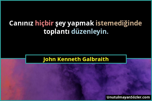 John Kenneth Galbraith - Canınız hiçbir şey yapmak istemediğinde toplantı düzenleyin....
