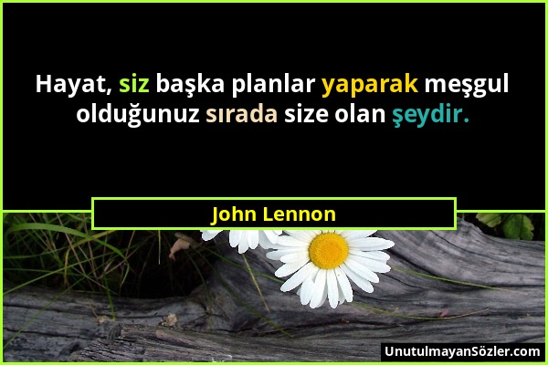 John Lennon - Hayat, siz başka planlar yaparak meşgul olduğunuz sırada size olan şeydir....