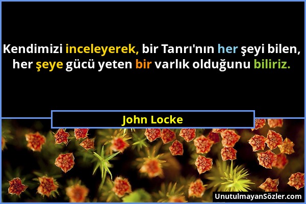 John Locke - Kendimizi inceleyerek, bir Tanrı'nın her şeyi bilen, her şeye gücü yeten bir varlık olduğunu biliriz....