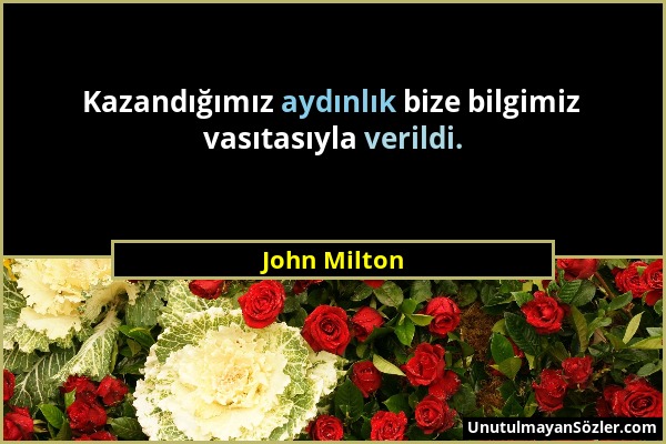 John Milton - Kazandığımız aydınlık bize bilgimiz vasıtasıyla verildi....