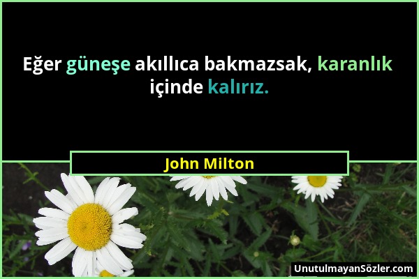 John Milton - Eğer güneşe akıllıca bakmazsak, karanlık içinde kalırız....