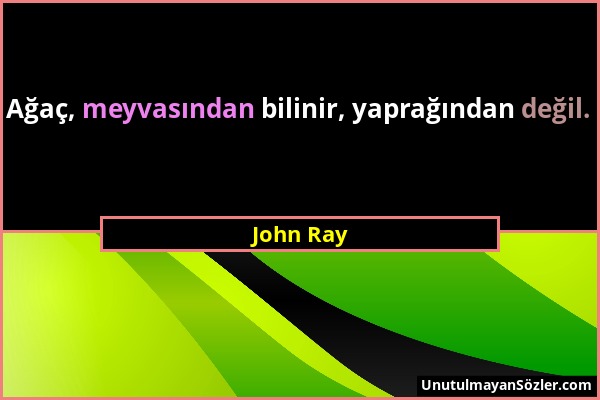 John Ray - Ağaç, meyvasından bilinir, yaprağından değil....