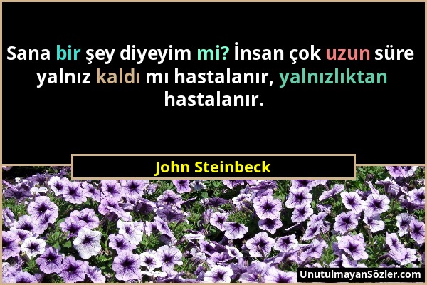 John Steinbeck - Sana bir şey diyeyim mi? İnsan çok uzun süre yalnız kaldı mı hastalanır, yalnızlıktan hastalanır....