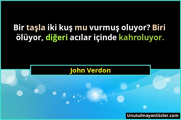 John Verdon - Bir taşla iki kuş mu vurmuş oluyor? Biri ölüyor, diğeri acılar içinde kahroluyor....