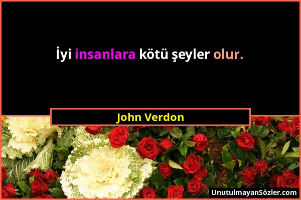 John Verdon - İyi insanlara kötü şeyler olur....