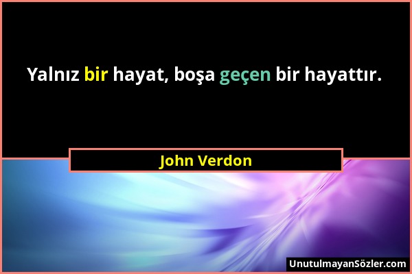 John Verdon - Yalnız bir hayat, boşa geçen bir hayattır....