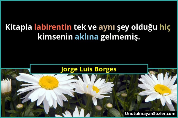 Jorge Luis Borges - Kitapla labirentin tek ve aynı şey olduğu hiç kimsenin aklına gelmemiş....