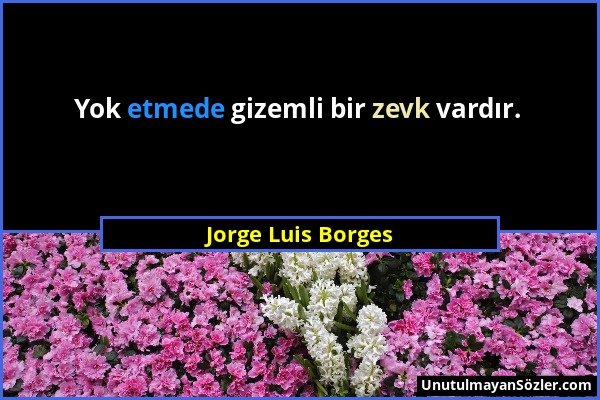 Jorge Luis Borges - Yok etmede gizemli bir zevk vardır....