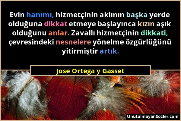 Jose Ortega y Gasset - Evin hanımı, hizmetçinin aklının başka yerde olduğuna dikkat etmeye başlayınca kızın aşık olduğunu anlar. Zavallı hizmetçinin d...