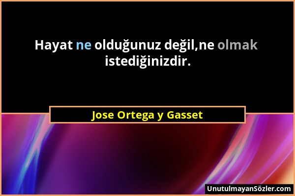 Jose Ortega y Gasset - Hayat ne olduğunuz değil,ne olmak istediğinizdir....