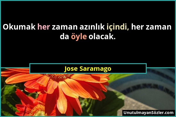 Jose Saramago - Okumak her zaman azınlık içindi, her zaman da öyle olacak....