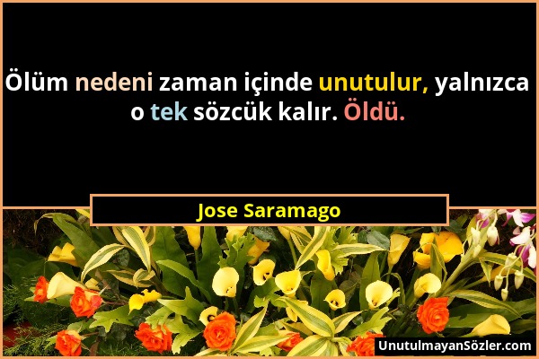 Jose Saramago - Ölüm nedeni zaman içinde unutulur, yalnızca o tek sözcük kalır. Öldü....
