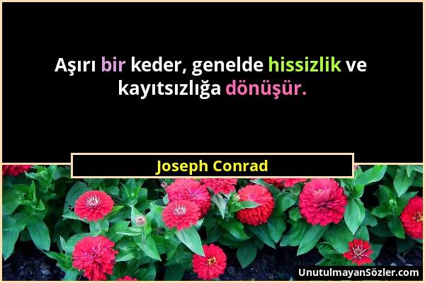 Joseph Conrad - Aşırı bir keder, genelde hissizlik ve kayıtsızlığa dönüşür....