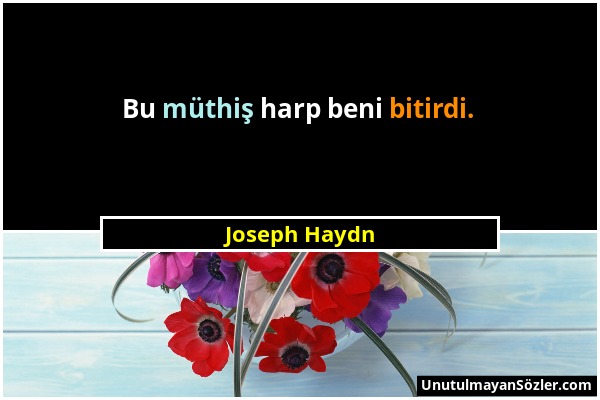 Joseph Haydn - Bu müthiş harp beni bitirdi....