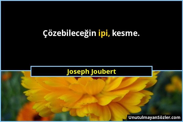 Joseph Joubert - Çözebileceğin ipi, kesme....