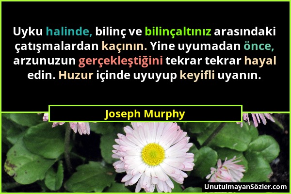 Joseph Murphy - Uyku halinde, bilinç ve bilinçaltınız arasındaki çatışmalardan kaçının. Yine uyumadan önce, arzunuzun gerçekleştiğini tekrar tekrar ha...