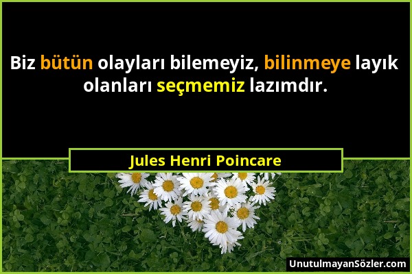 Jules Henri Poincare - Biz bütün olayları bilemeyiz, bilinmeye layık olanları seçmemiz lazımdır....