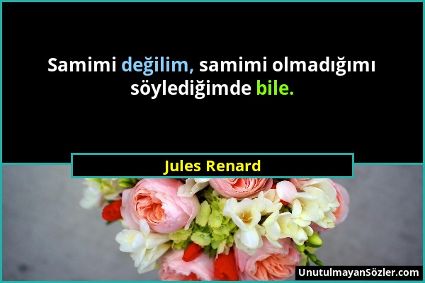 Jules Renard - Samimi değilim, samimi olmadığımı söylediğimde bile....