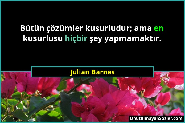 Julian Barnes - Bütün çözümler kusurludur; ama en kusurlusu hiçbir şey yapmamaktır....