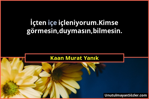 Kaan Murat Yanık - İçten içe içleniyorum.Kimse görmesin,duymasın,bilmesin....