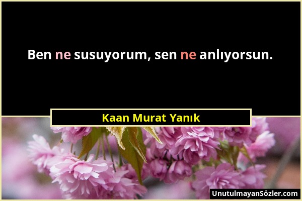 Kaan Murat Yanık - Ben ne susuyorum, sen ne anlıyorsun....