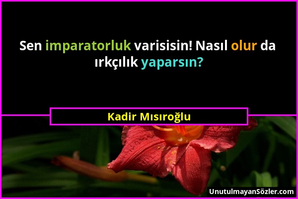 Kadir Mısıroğlu - Sen imparatorluk varisisin! Nasıl olur da ırkçılık yaparsın?...