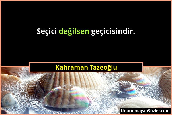 Kahraman Tazeoğlu - Seçici değilsen geçicisindir....