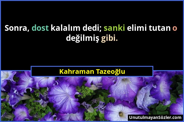 Kahraman Tazeoğlu - Sonra, dost kalalım dedi; sanki elimi tutan o değilmiş gibi....