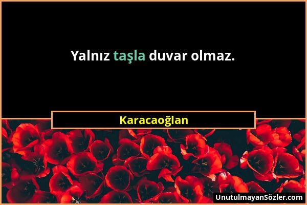 Karacaoğlan - Yalnız taşla duvar olmaz....