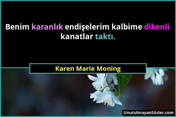 Karen Marie Moning - Benim karanlık endişelerim kalbime dikenli kanatlar taktı....