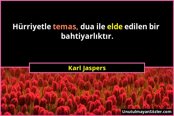 Karl Jaspers - Hürriyetle temas, dua ile elde edilen bir bahtiyarlıktır....