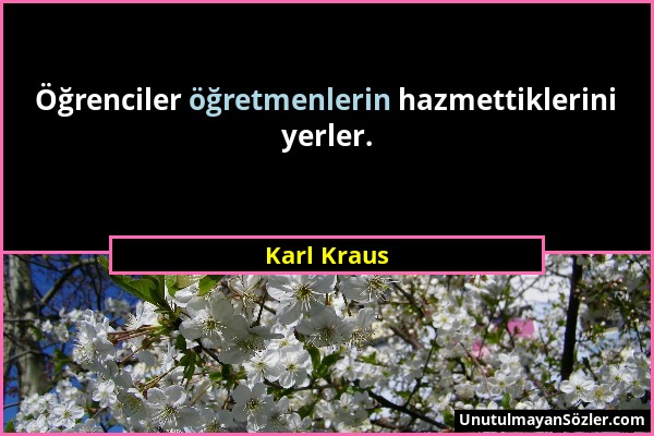 Karl Kraus - Öğrenciler öğretmenlerin hazmettiklerini yerler....