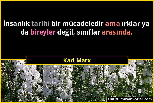 Karl Marx - İnsanlık tarihi bir mücadeledir ama ırklar ya da bireyler değil, sınıflar arasında....