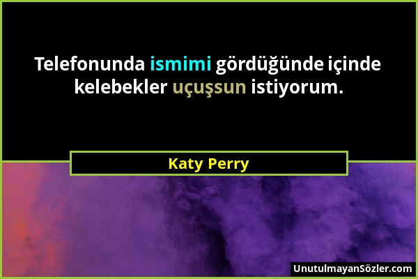 Katy Perry - Telefonunda ismimi gördüğünde içinde kelebekler uçuşsun istiyorum....