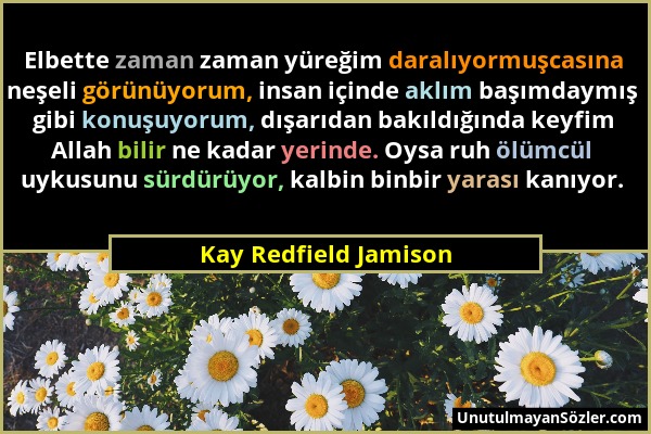 Kay Redfield Jamison - Elbette zaman zaman yüreğim daralıyormuşcasına neşeli görünüyorum, insan içinde aklım başımdaymış gibi konuşuyorum, dışarıdan b...