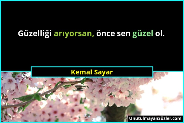 Kemal Sayar - Güzelliği arıyorsan, önce sen güzel ol....