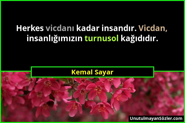 Kemal Sayar - Herkes vicdanı kadar insandır. Vicdan, insanlığımızın turnusol kağıdıdır....