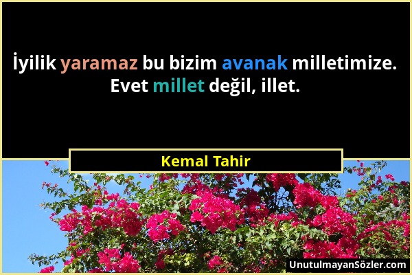 Kemal Tahir - İyilik yaramaz bu bizim avanak milletimize. Evet millet değil, illet....