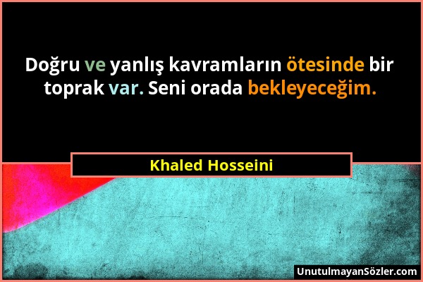 Khaled Hosseini - Doğru ve yanlış kavramların ötesinde bir toprak var. Seni orada bekleyeceğim....