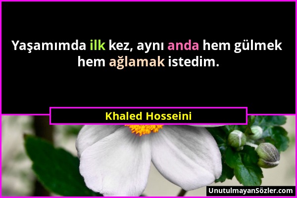 Khaled Hosseini - Yaşamımda ilk kez, aynı anda hem gülmek hem ağlamak istedim....