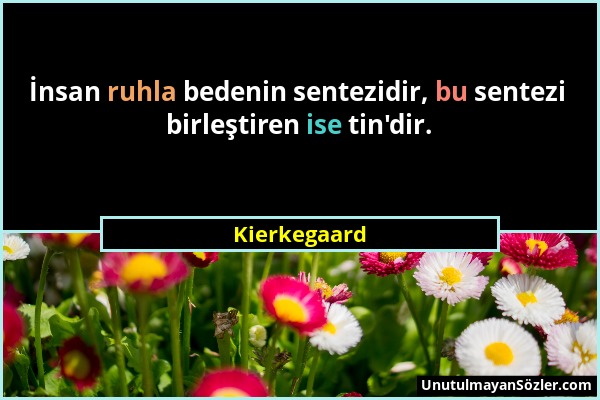 Kierkegaard - İnsan ruhla bedenin sentezidir, bu sentezi birleştiren ise tin'dir....