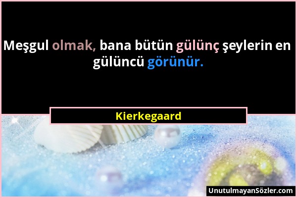 Kierkegaard - Meşgul olmak, bana bütün gülünç şeylerin en gülüncü görünür....