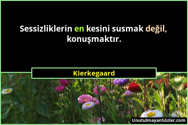 Kierkegaard - Sessizliklerin en kesini susmak değil, konuşmaktır....